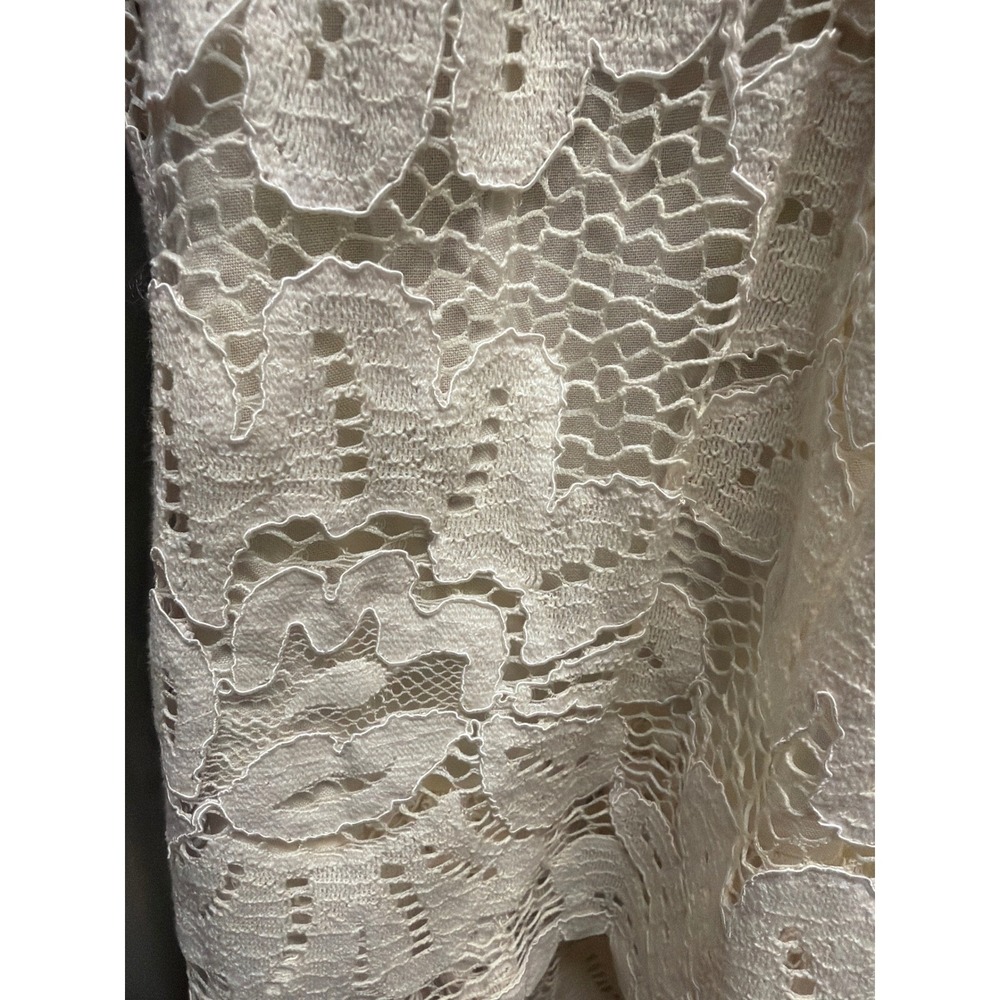 Maeve Anthropologie Ivory Floral Lace Tiered Mini Dress XL‎ Sweetheart Smocked - Picture 9 of 16